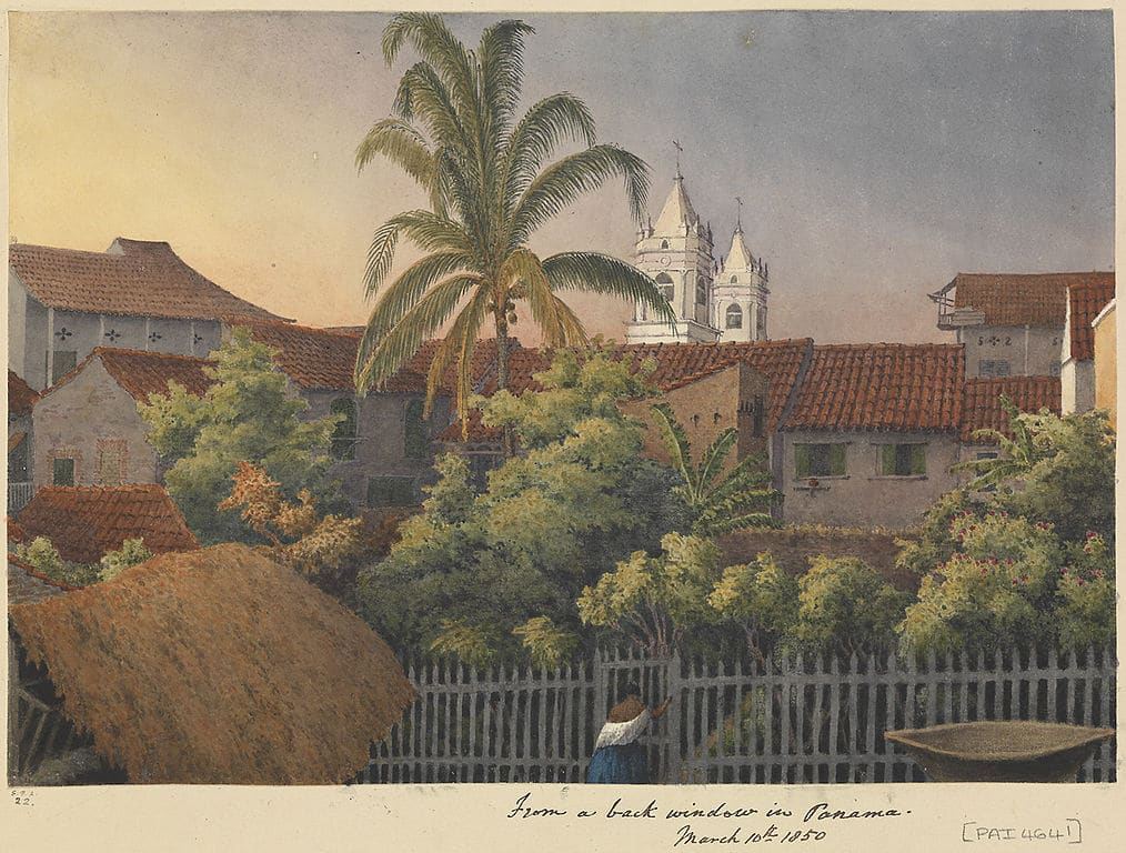 Paysage de Panama (1850) Aquarelle d'Edward Gennys Fanshawe au musée de la mer à Londres.