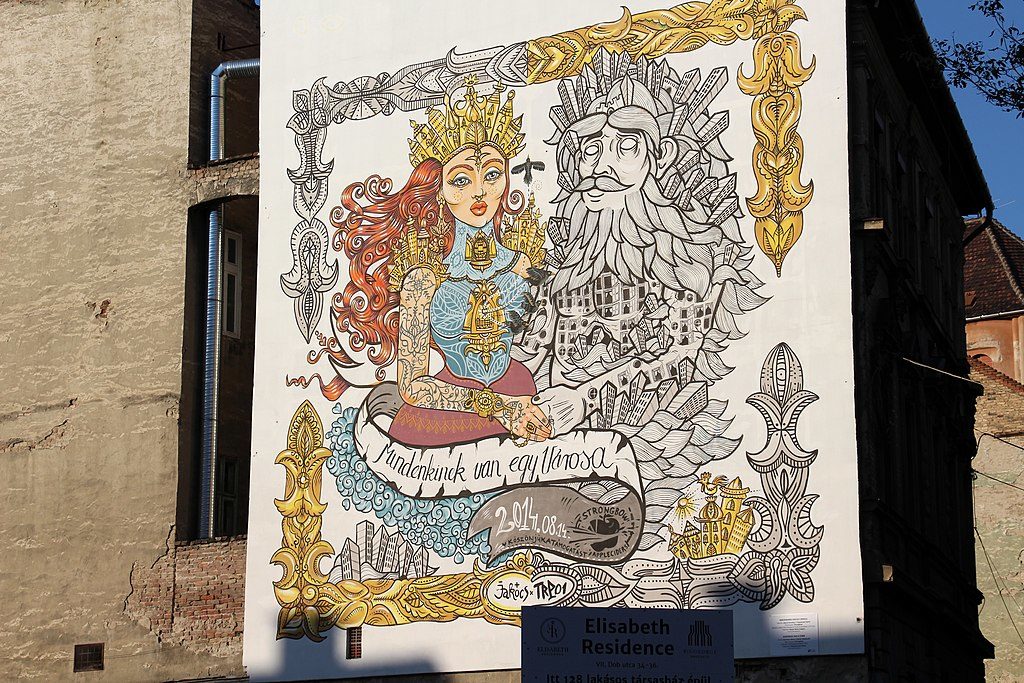 Street art : Mural de Budapest dans l'ancien quartier juif. Photo de Fred Romero