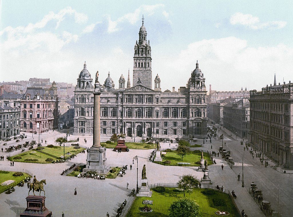 Hotel de ville de Glasgow sur George Square en 1900.