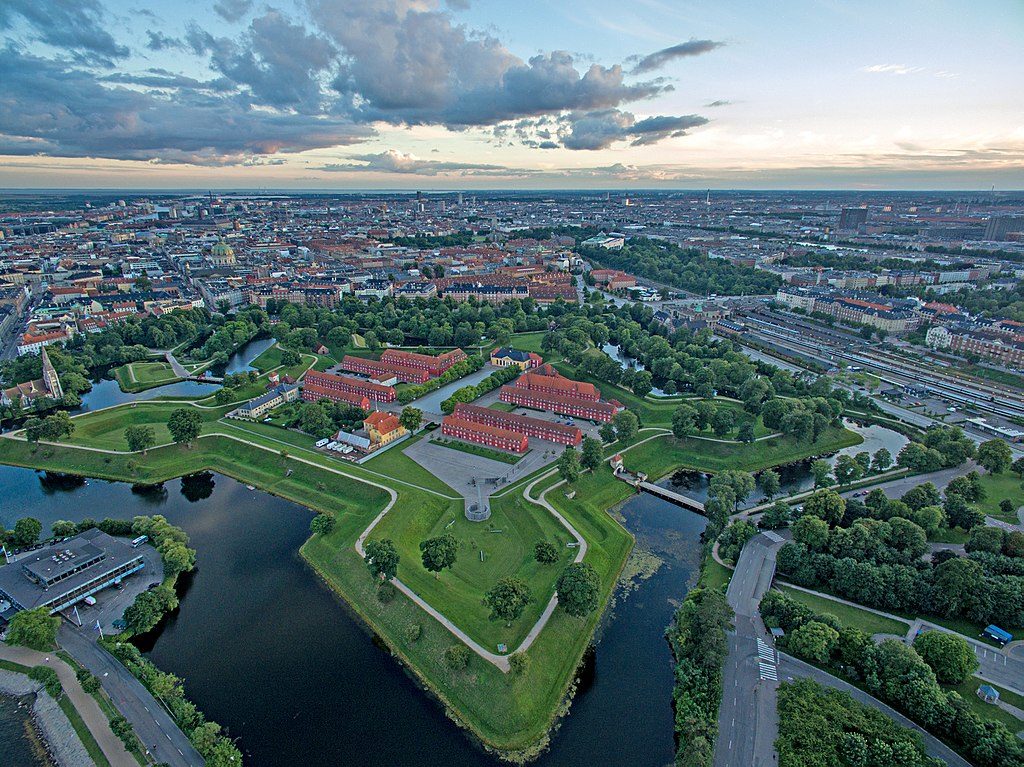 Vue aérienne du Kastellet à Copenhague.