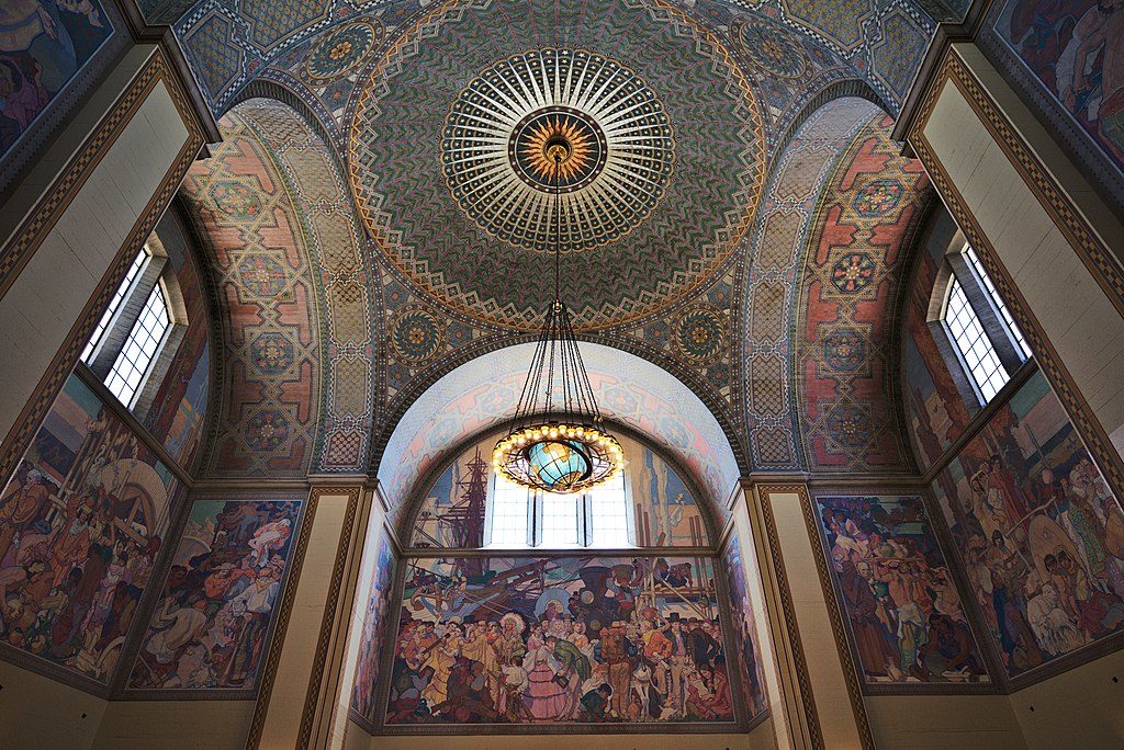 Mosaique et fresques de la principale bibliothèque municipale de Los Angeles - Photo de Daniel L. Lu dllu