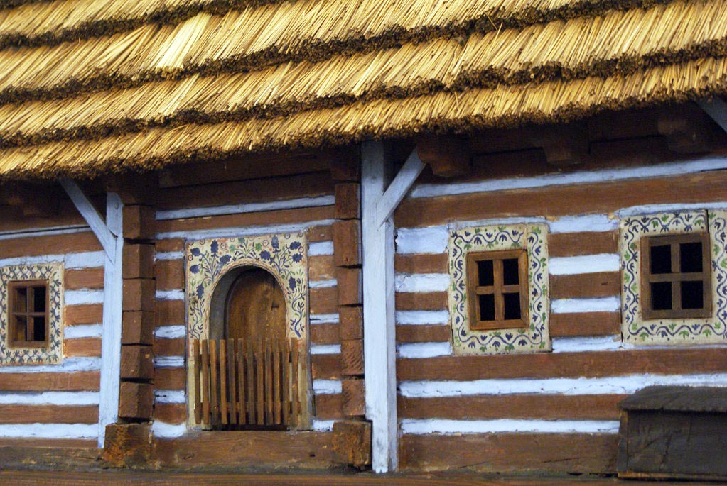 Maquette : Reconstitution d'une chaumière de la région de Cracovie (Petite Pologne). Musée ethnographique de Cracovie.