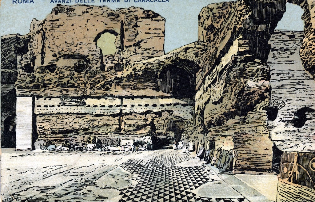 Thermes de Caracalla à Rome : Ruines gigantesques [quartier antique]