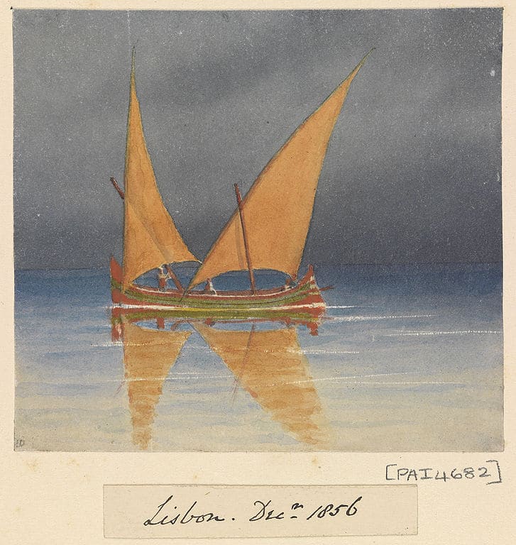 Voilier à Lisbonne (1856) Aquarelle d'Edward Gennys Fanshawe au musée de la mer à Londres.