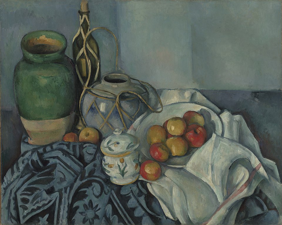 Toile de Paul Cézanne "Nature morte avec pommes" (1893) au Getty Center, musée d'art de Los Angeles.  