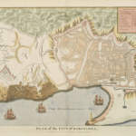 Anciennes cartes geographiques de Barcelone et maquette actuelle