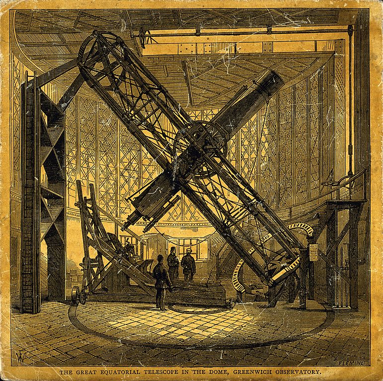 Astronomie : Le grand téléscope de l'observatoire de Greenwich à Londres. 