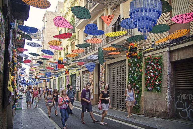 Fête de Gracia dans le quartier de Gracia à Barcelone.