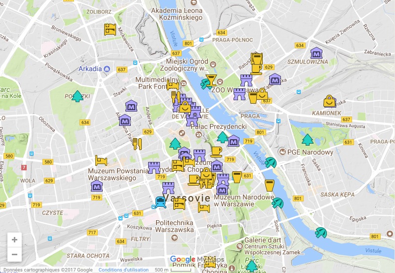 Carte De Varsovie Plan Détaillé Des Lieux Intéressants