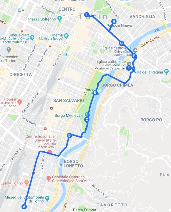 Itinéraire jour 2 : Proposition de parcours pour découvrir Turin.