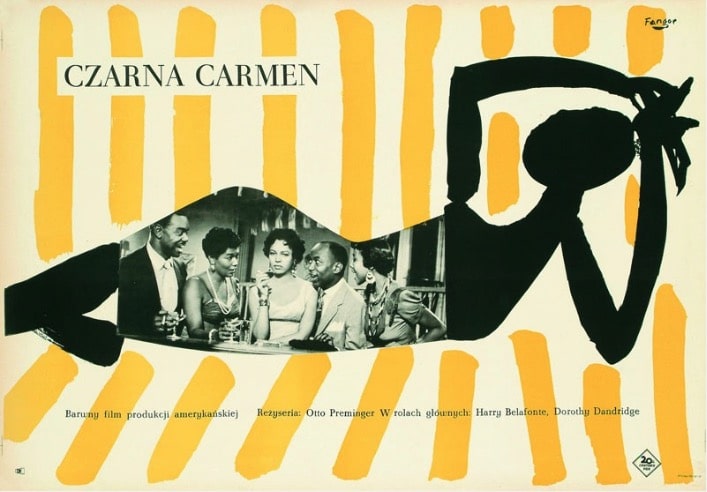 Affiche de Wojciech Fangor "Czarna Carmen" d' Otto Preminger (1959).