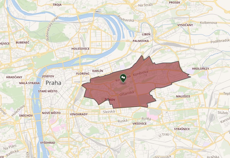 Carte du quartier de Zizkov à Prague Carte du quartier de Zizkov à Prague