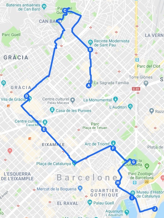 Itinéraires à Barcelone : Idées de parcours pour visiter Barcelone en 2 ou 3 jours.