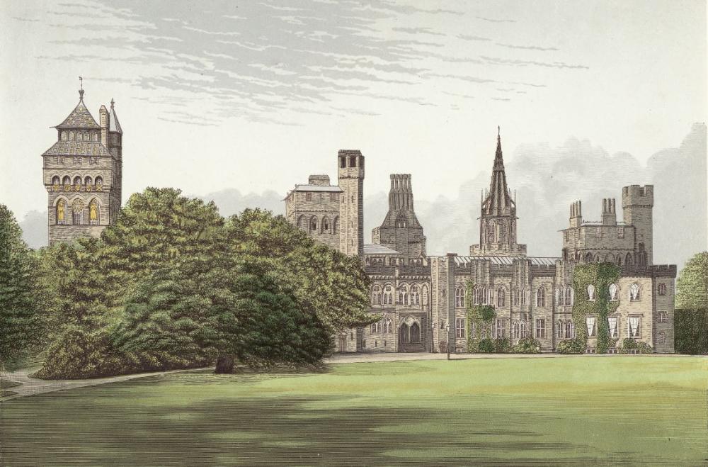 Illustration du chateau de Cardiff en 1870.