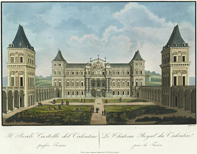 Illustration du Castello del Valentino à Turin d'après Alessandro Angeli