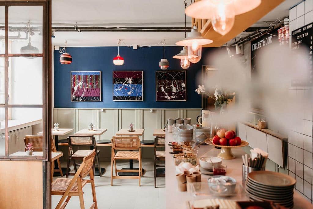 Café de l'auberge de jeunesse Capsule Hotel à Copenhague.