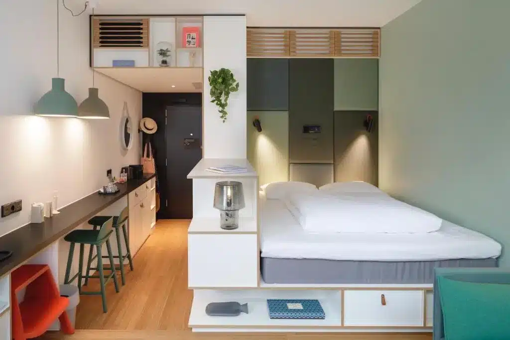 Chambre de l'hotel Zoku à Copenhague.