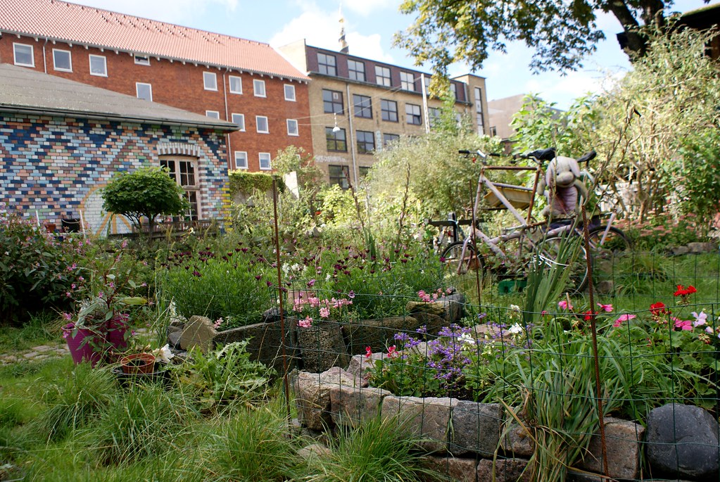 Coin potager fleurie de Christiania à Copenhague.