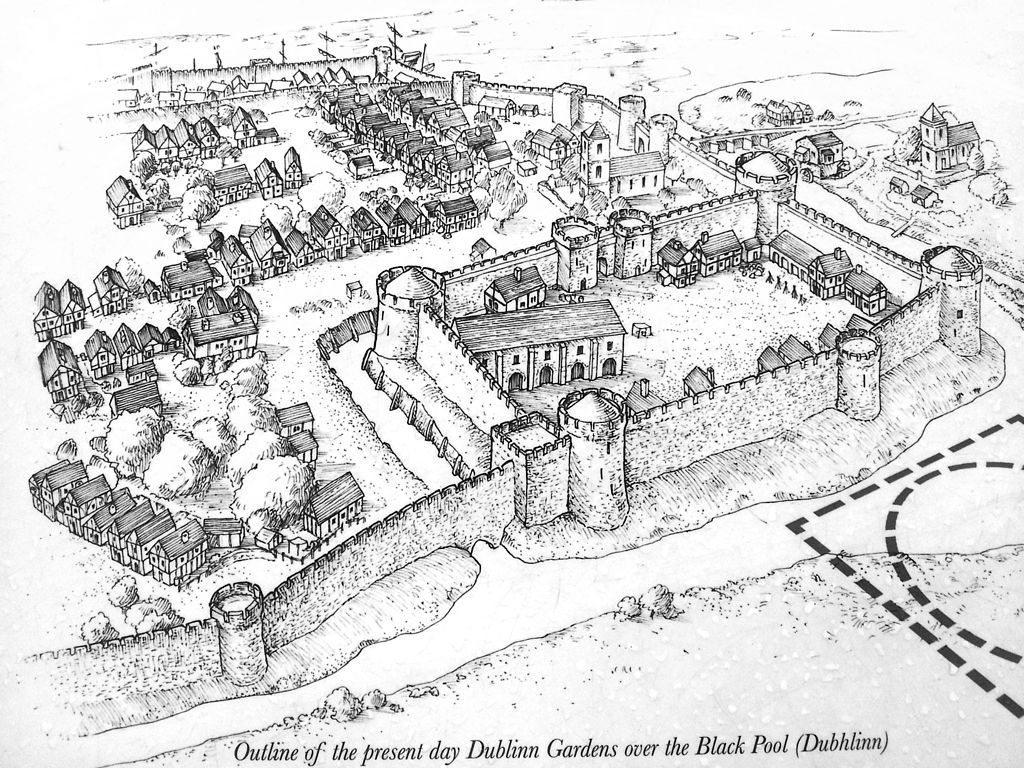 Le chateau de Dublin vers les 13e siècle - Illustration de Pi3.124