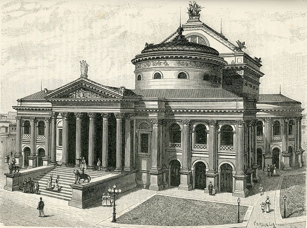 Teatro Massimo, l'opéra de Palerme en 1892 par  Carlo-Cornaglia.