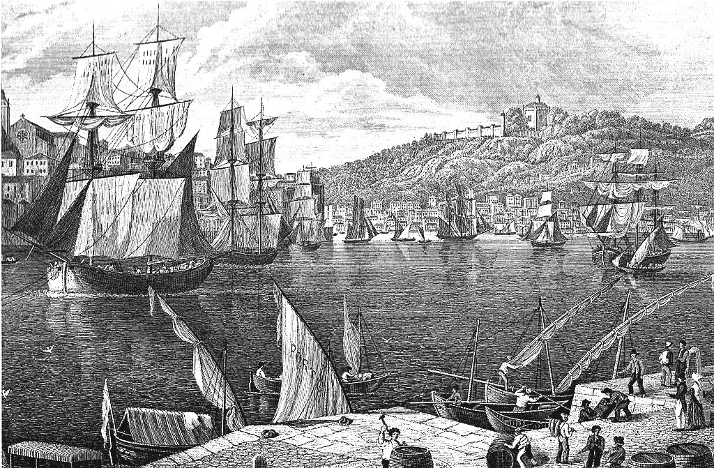 Quai de Vila Nova de Gaia sur une gravure de J.G Martini en 1835.