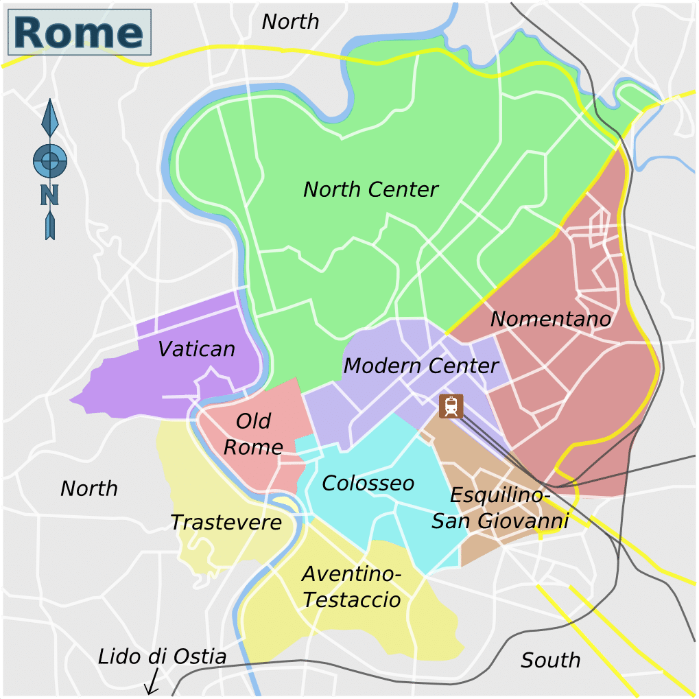 Carte des quartiers de Rome