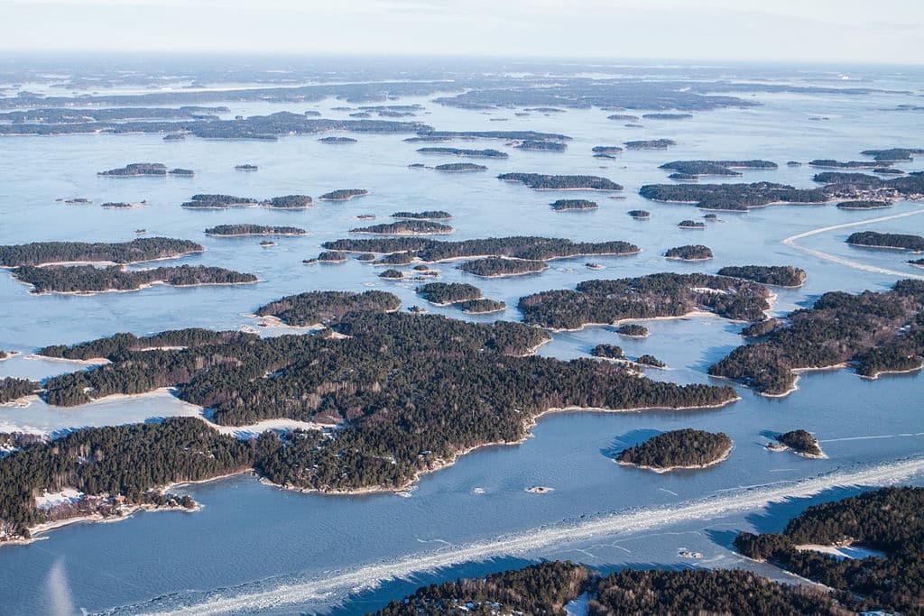 Vue aérienne de l'Archipel de Stockholm en hiver - Photo de Belola80