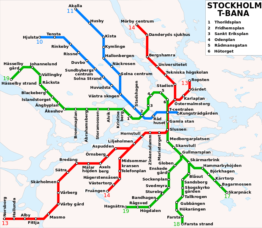 Carte du metro de Stockholm - Image de user xyboi modifiée par Stonyyy - Licence CCBYSA 3.0