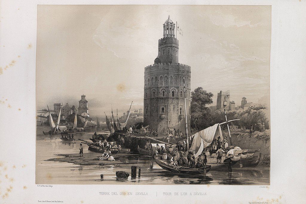 Illustration : Torre del Oro au 19e siècle à Séville.