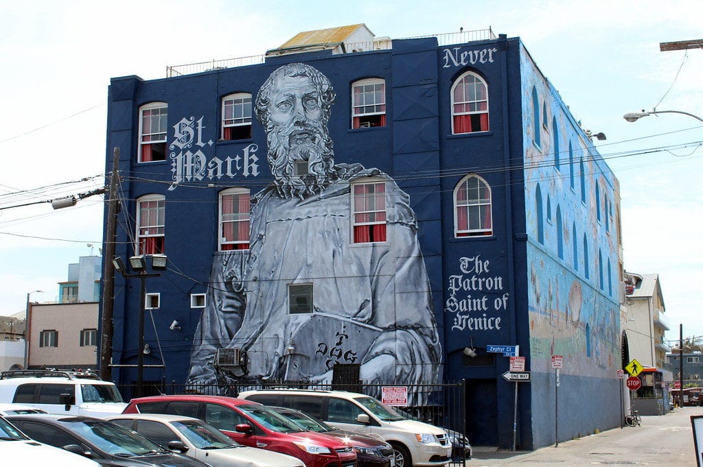 Street art à Venice Beach : Saint Marc, le saint patron de Venice en Italie - Photo de Wally Gobetz