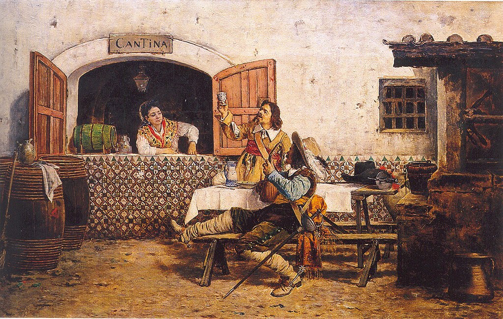Mousquetaires devant une auberge par Joaquin Agrasot au Musée des beaux arts d'Alicante.