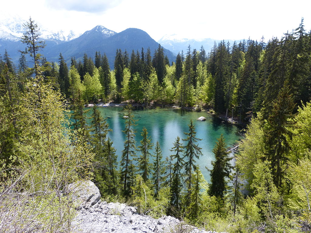 Vue en hauteur du Lac Vert, situé sur la commune de Passy , Haute-Savoie, France. Photo de Abaddon1337 - CC BY-SA 4.0