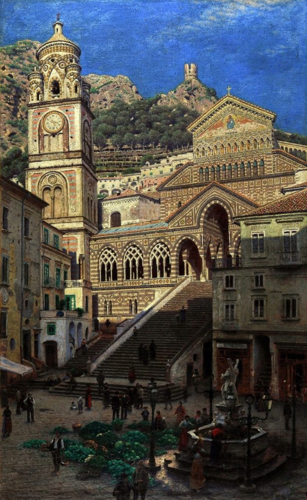 Cathédrale d'Amalfi sur la Côte Amalfitaine -Tableau d'Aleksander Gierymski