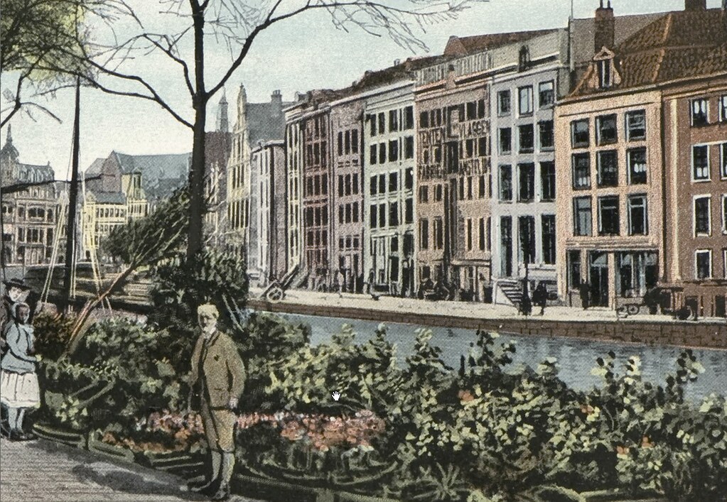 Marché aux fleurs flottant d’Amsterdam vers 1910