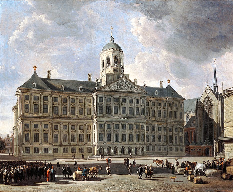 > Palais royal sur la place de Dam dans une toile de Gerrit Adriaensz Berckheyde.
