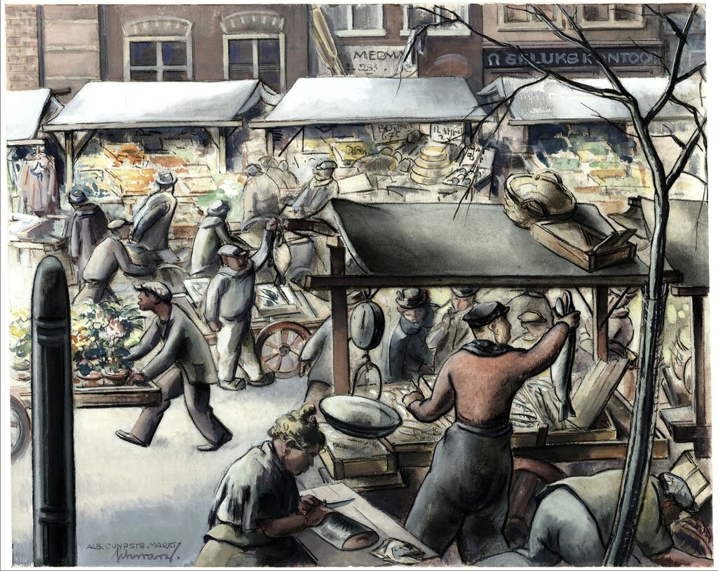 Marché de Cuypmarkt à Amsterdam dans les années 1930.