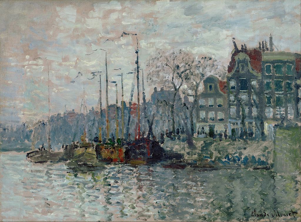 Le port d'Amsterdam vu par Monet au Musée van Gogh dans le quartier des Musées d'Amsterdam.