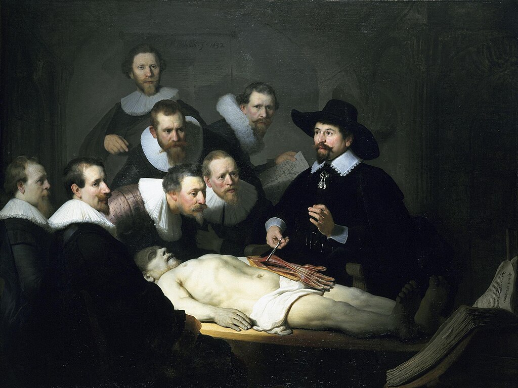 > Leçon d'anatomie de Rembrandt peinte dans le Waag d'Amsterdam.