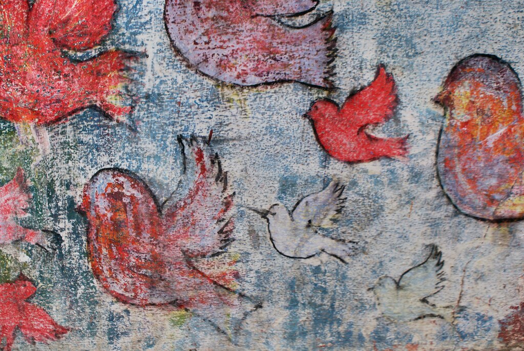Street art à Asilah : Un nuée d’oiseaux s’envolent.