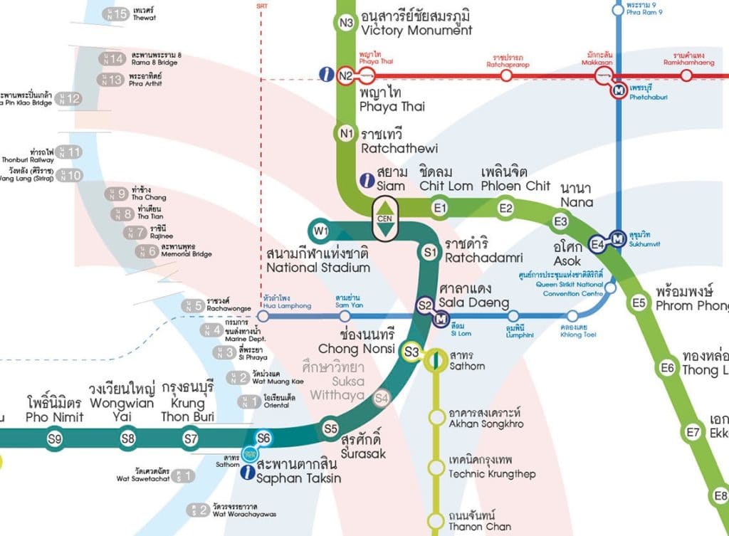Carte de métro à Bangkok.