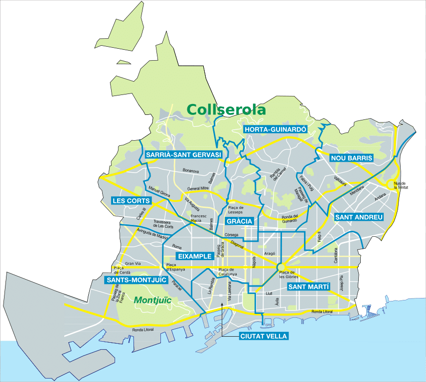 Carte des quartiers de Barcelone - Image de Vinals