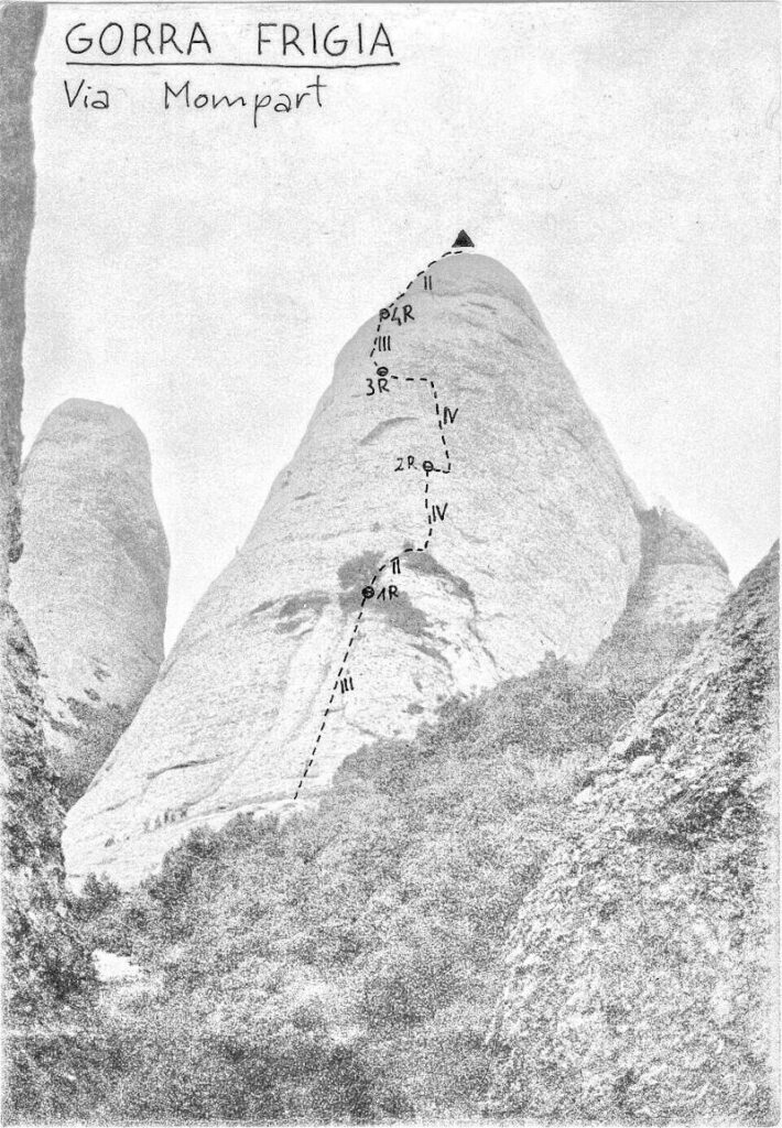 Topo d'escalade dans le massif de Montserrat : Gorra Frigia via Mompart - Image de Pere Ramon - Licence ccbysa 3.0