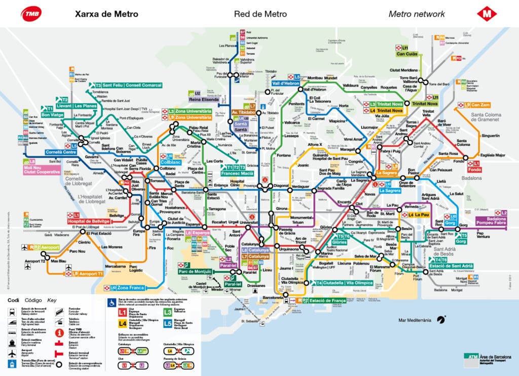 Plan du réseau de métro de Barcelone : Télécharger la carte.