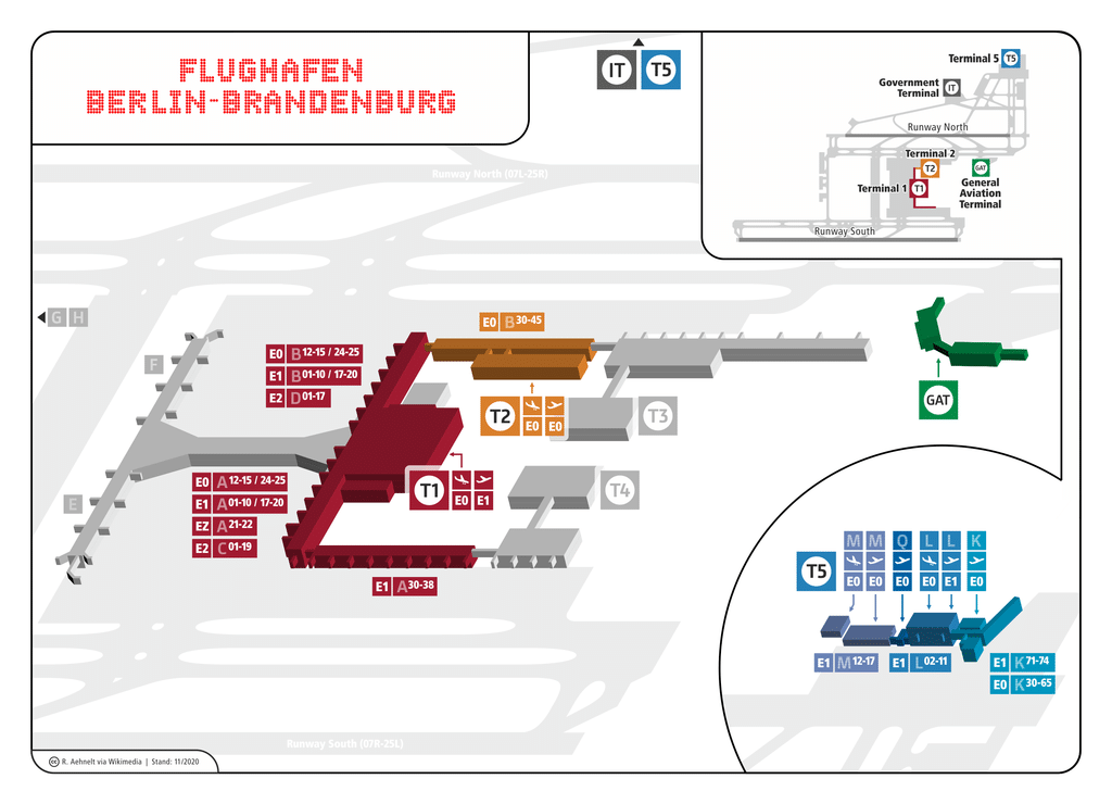 Plan de l'aéroport de Berlin Brandebourg Willy Brandt - Image de Robert Aehnelt Wiki Commons