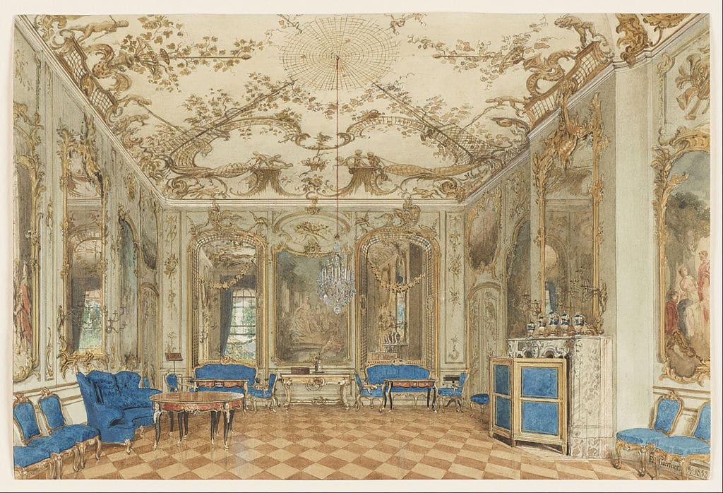 Salle de concert du Palais Sans Souci à Potsdam près de Berlin - Oeuvre de Eduard Gaertner