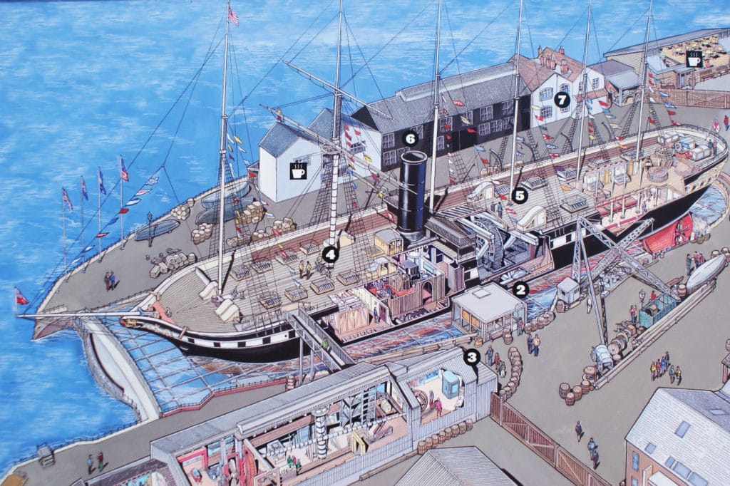 Carte du musée autour du bateau SS Great Britain de Brunel à Bristol.