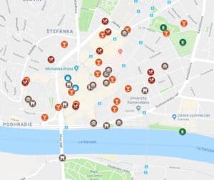 Carte de Bratislava : Plan détaillé de lieux sympas