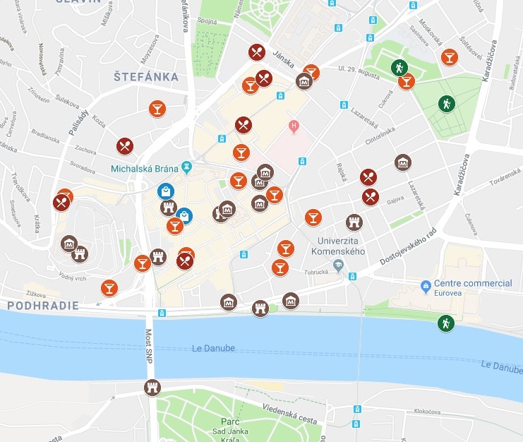 You are currently viewing Carte de Bratislava : Plan détaillé de lieux sympas