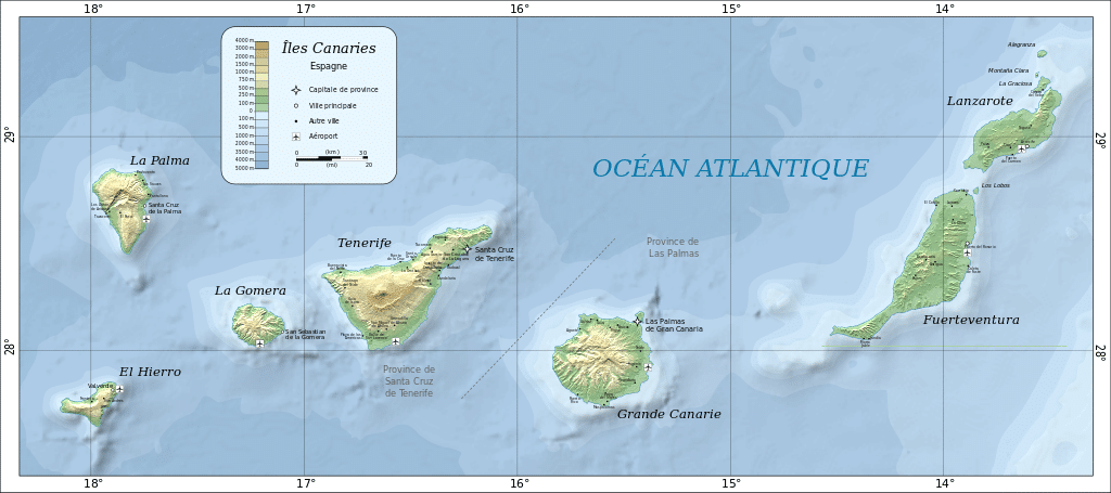 Carte des Îles Canaries - Image de Mysid