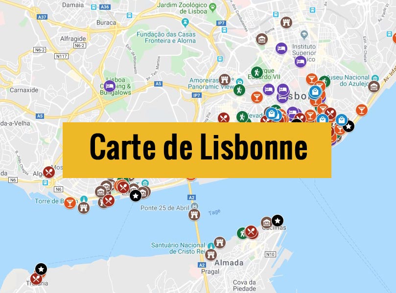 Carte de Lisbonne : Tous les lieux du guide